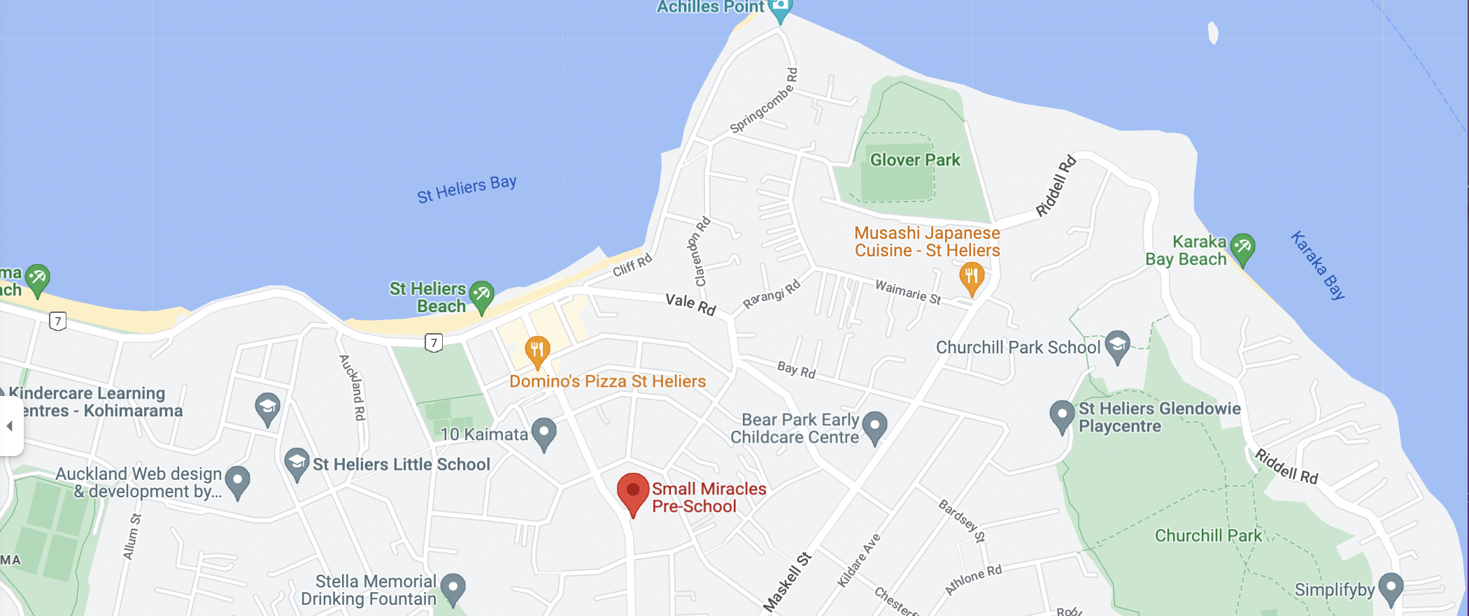 Location of Small Miracles Pre-school Auckland